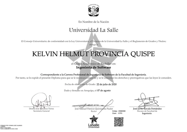BS en Ingeniería de Software certificate